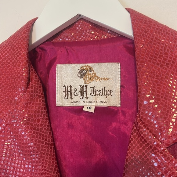 H&H Leather Vintage Pink and Red Jacket, Size 10 - Picture 2 of 13